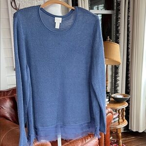 Chico's Blue Gray Pullover with Soft Detail Hemline